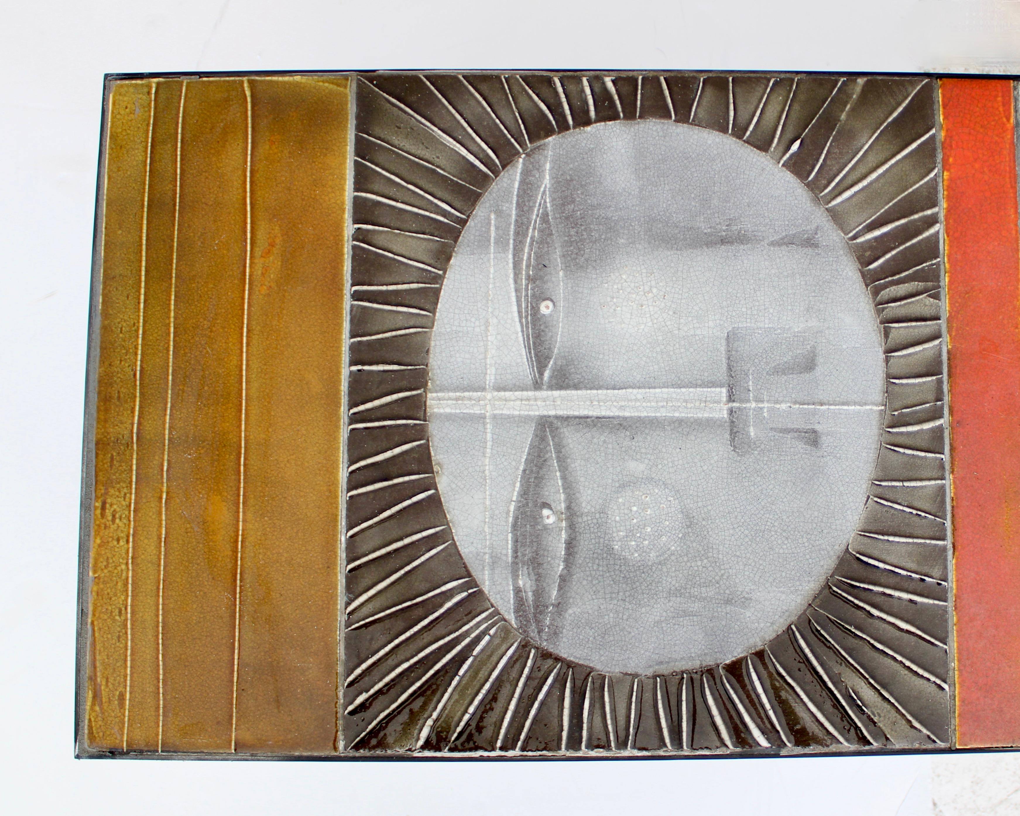Mid-20th Century Roger Capron Ceramic Coffee Table Soleil Sun Motif Vallauris, c 1965