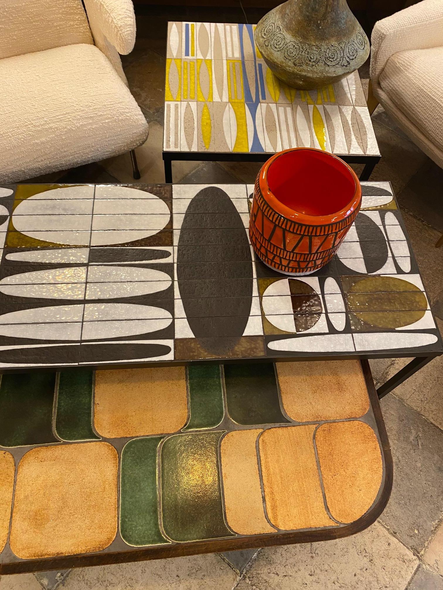 Roger Capron Ceramic Coffee Table, France, Early 60's 5