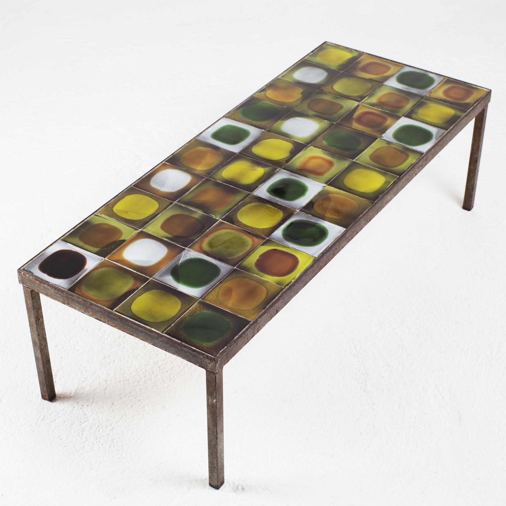 Metal Roger Capron Ceramic Coffee Table Planetes, 1960s