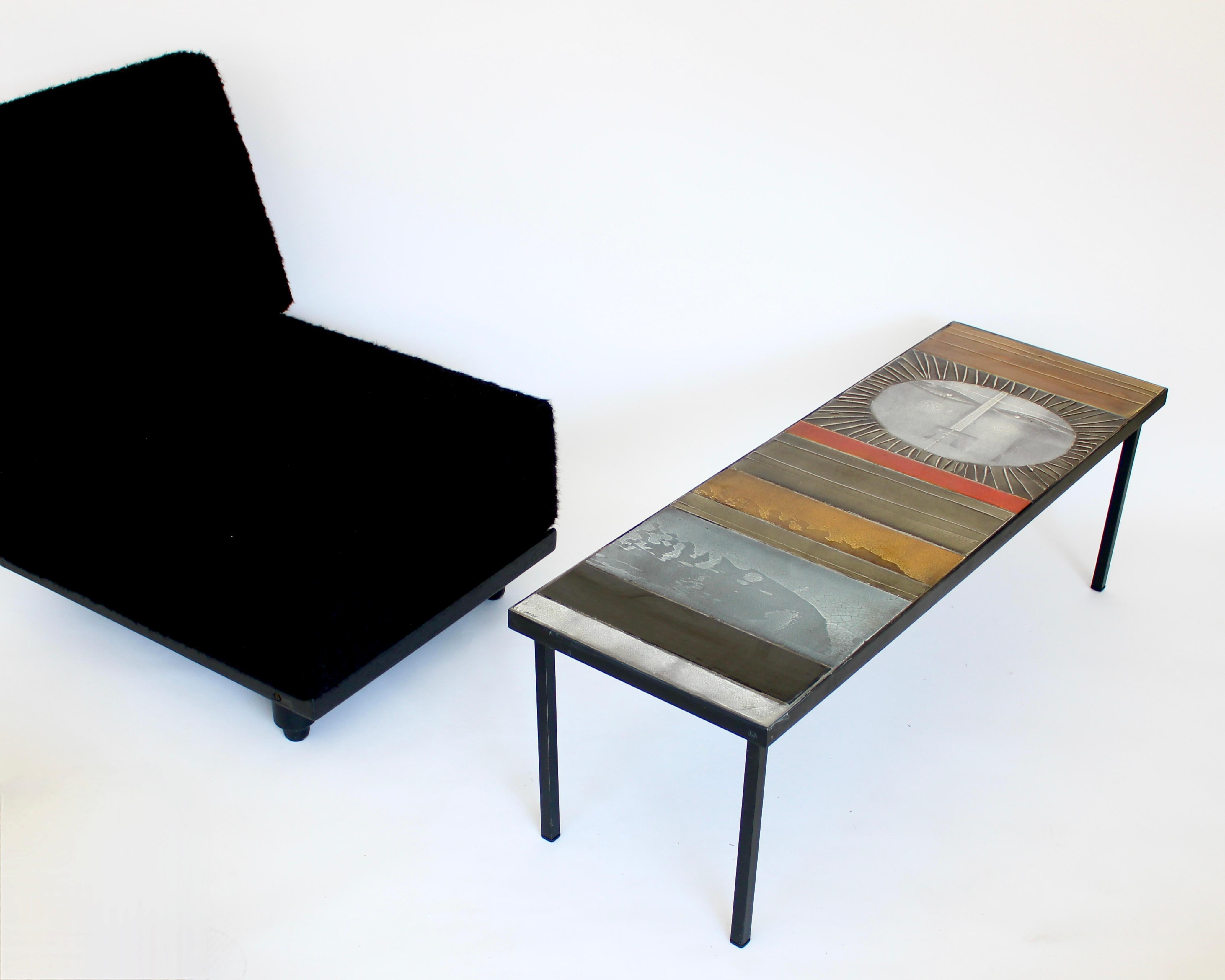 Roger Capron Ceramic Coffee Table Soleil Sun Motif Vallauris, c 1965 7