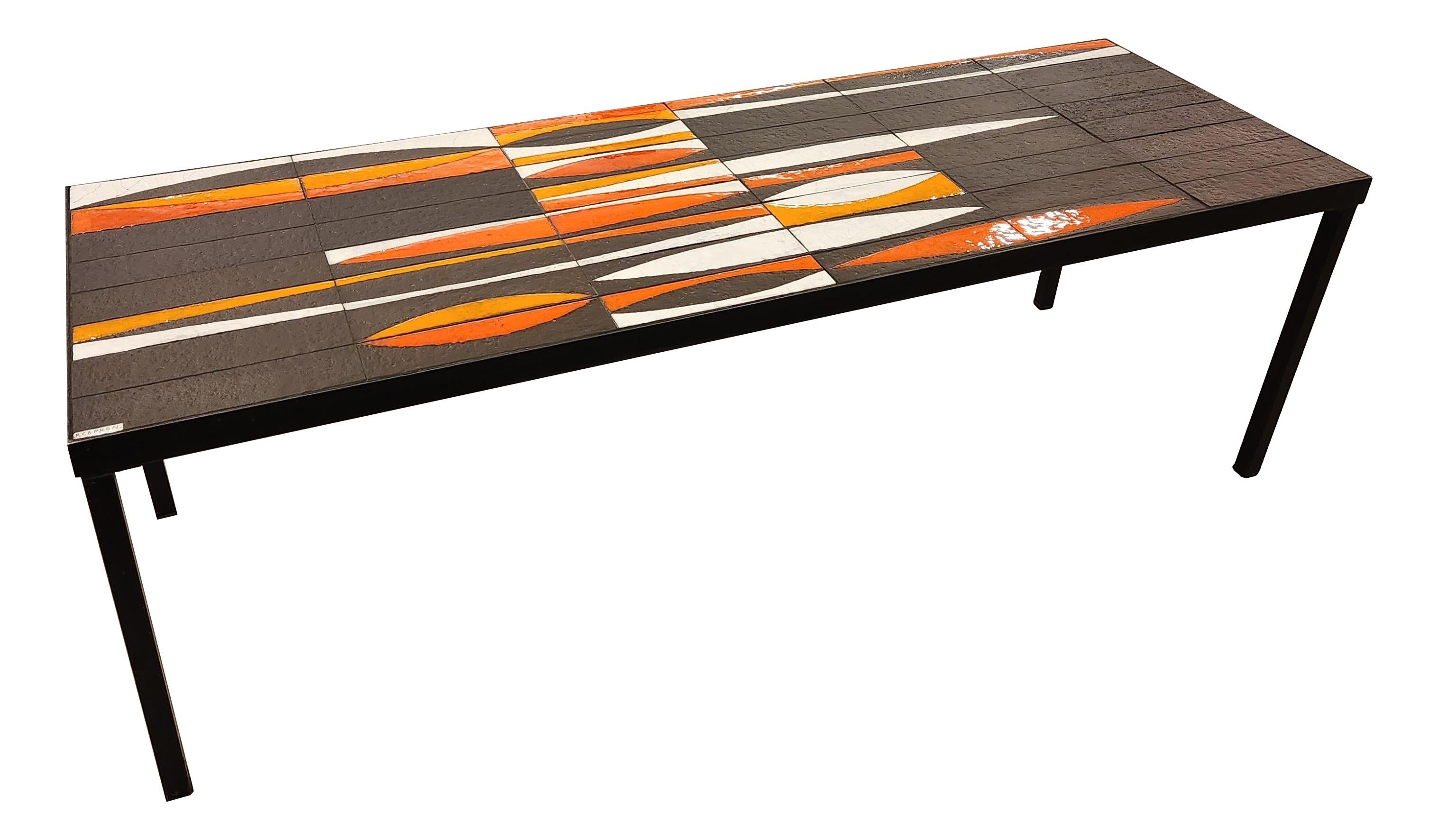 Roger Capron - Vintage Ceramic Coffee Table with Navette Tiles, 1950's