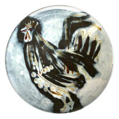 Roger Capron Ceramic Dish / Cup with Stylized Cock, Vallauris, 1950s