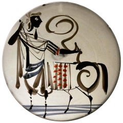 Roger Capron Ceramic Dish / Cup with Stylized Figure "Centaure", Vallauris 1950s