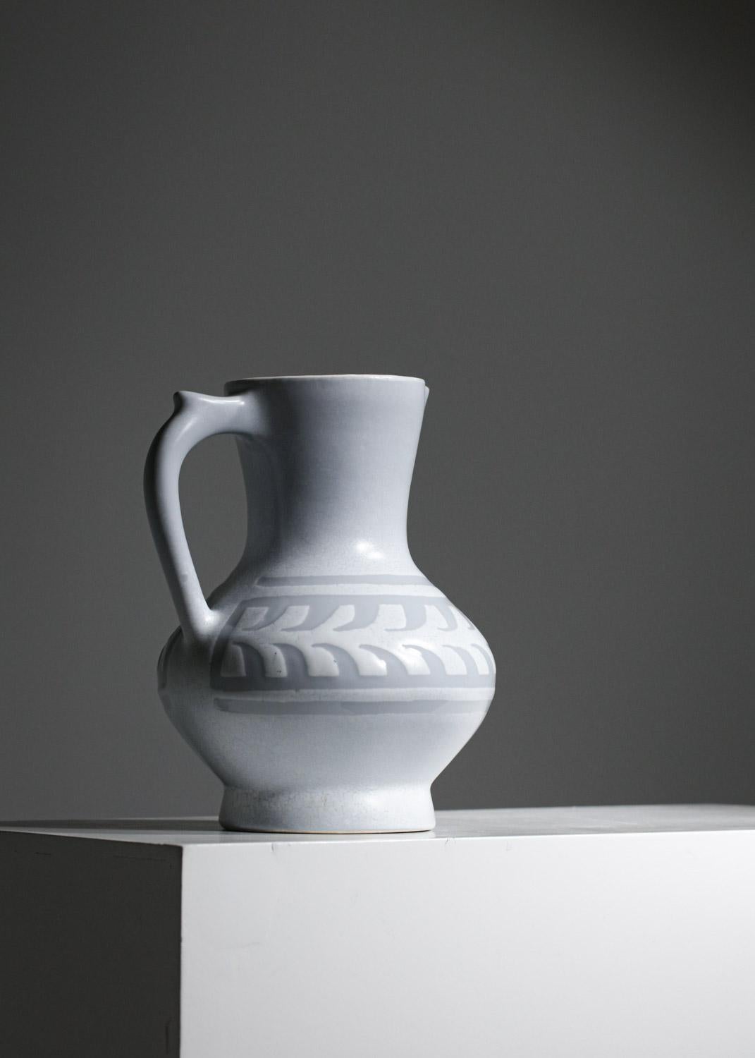 Roger Capron ceramic French pitcher pichet vallauris vase 60's - G653 For Sale 2