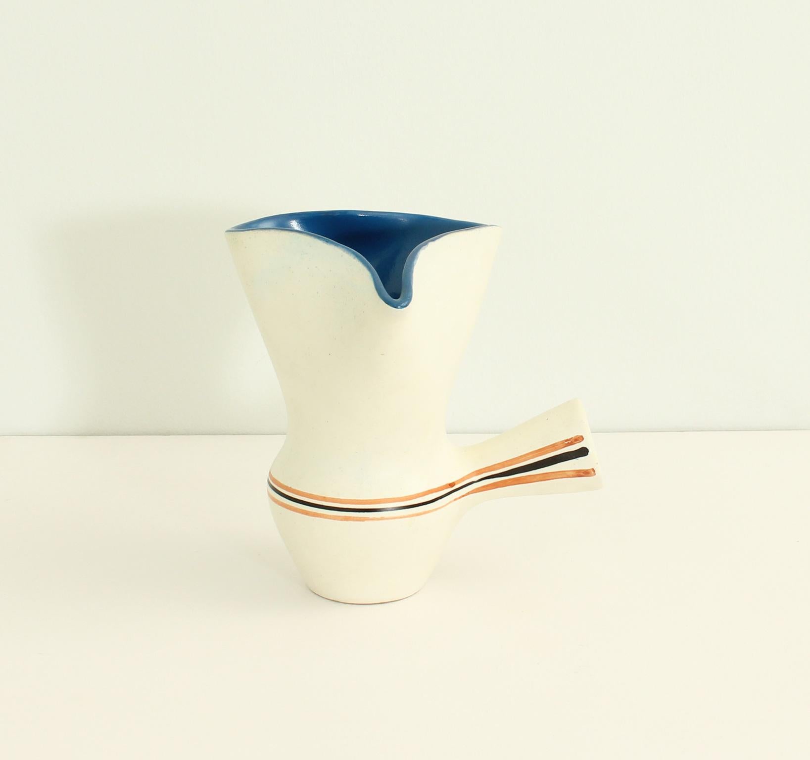Roger Capron Ceramic Pitcher for Vallauris, France, 1950's In Good Condition In Barcelona, ES