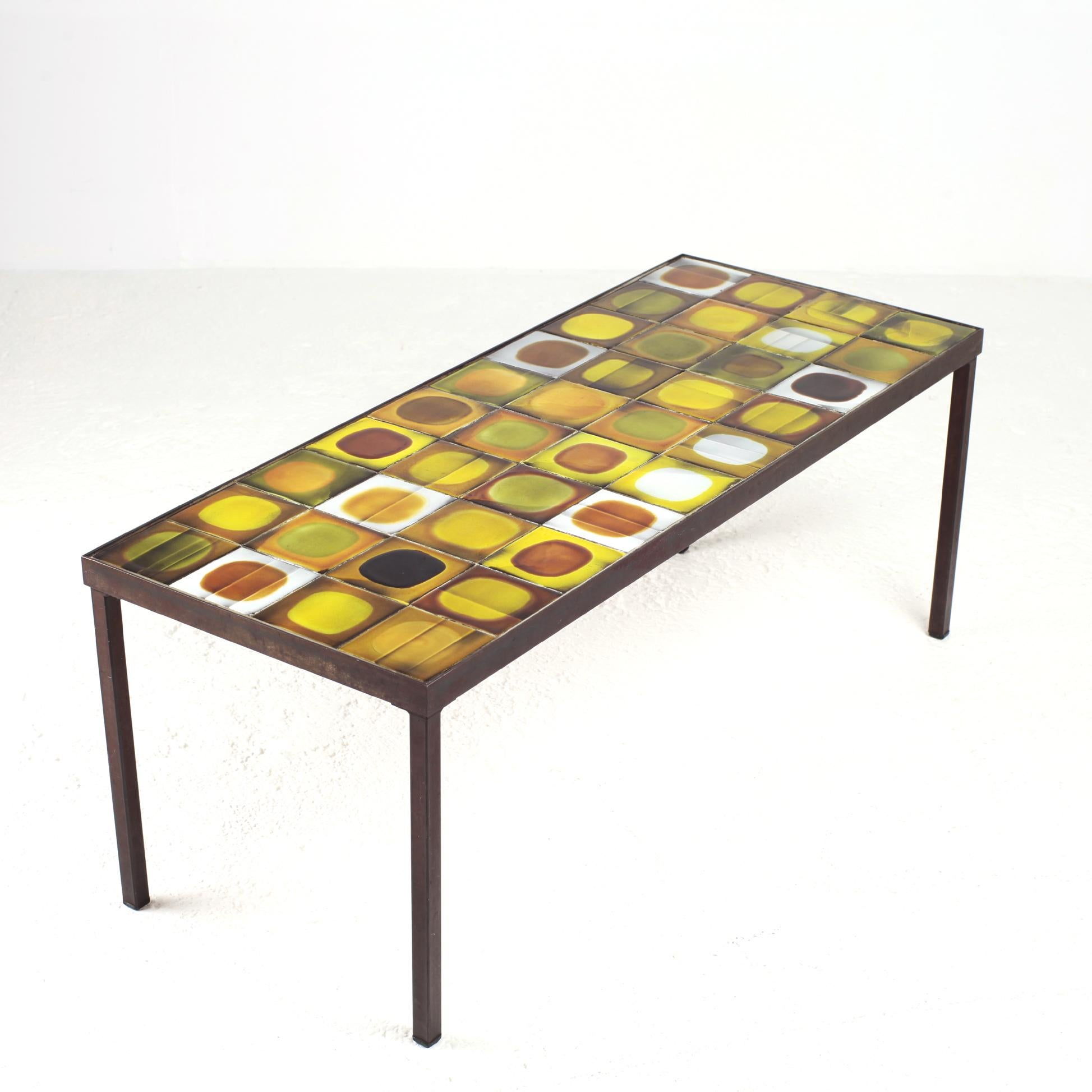 French Roger Capron Ceramic Planete Coffee Table, France, circa 1960