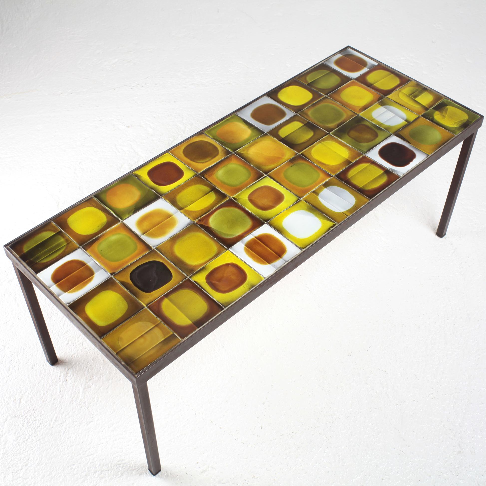 Enameled Roger Capron Ceramic Planete Coffee Table, France, circa 1960