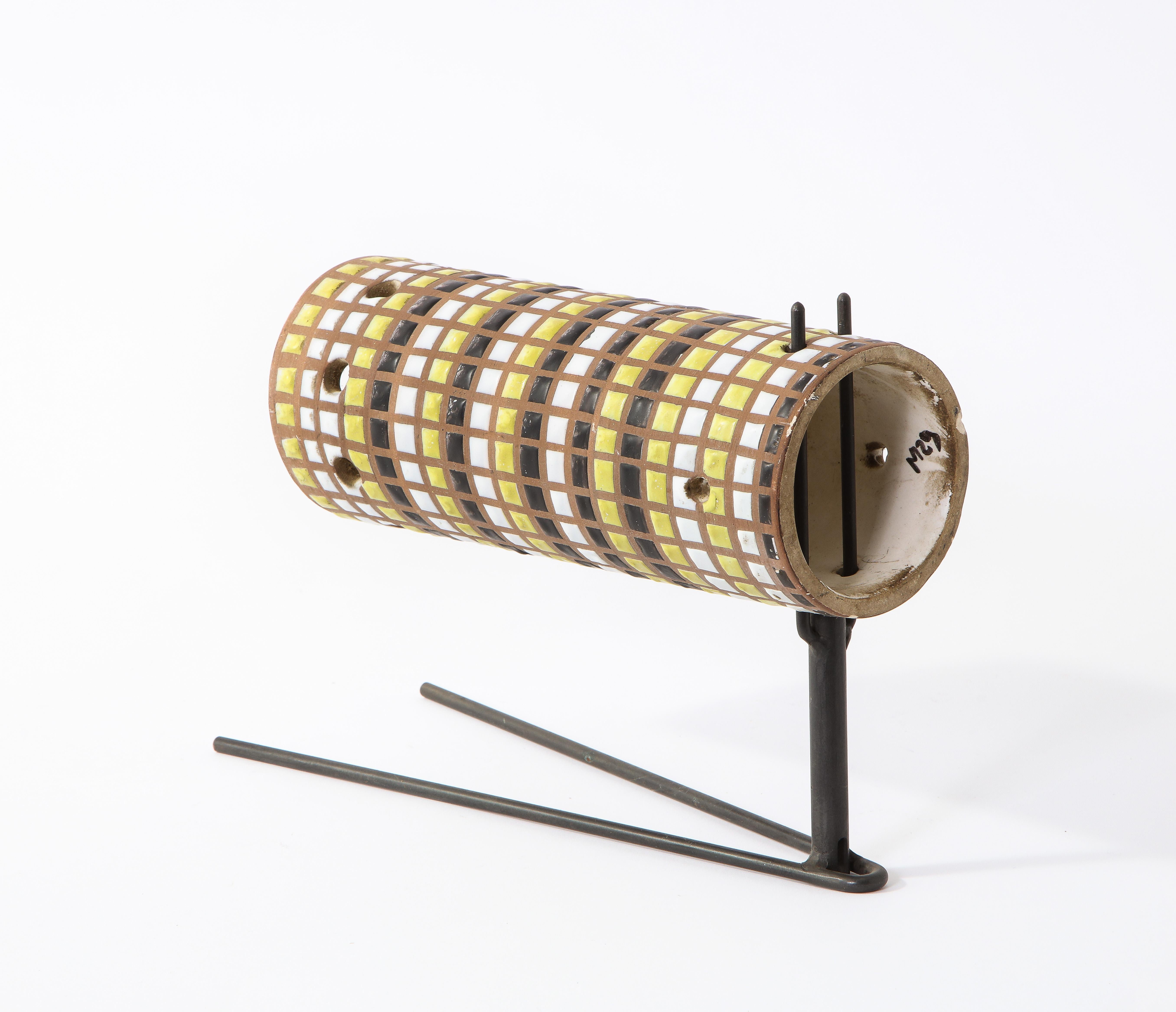 Mid-Century Modern Roger Capron Ceramic Sconce Table Lamp on Metal Base, Vallauris, France 1960’s For Sale