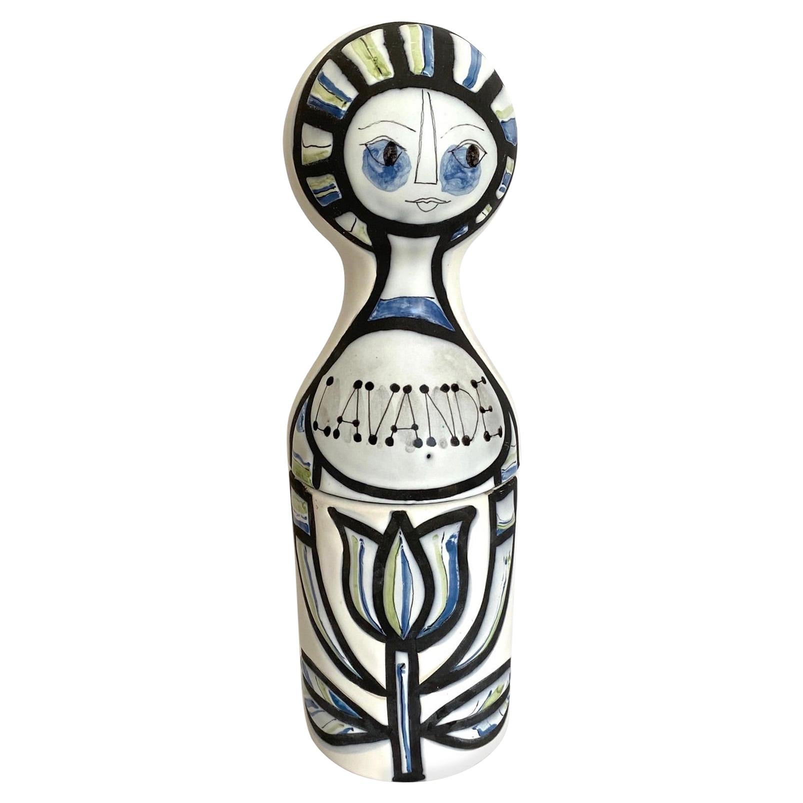 Roger Capron Ceramic Sculpture Bottle "Lavande", 1950s For Sale