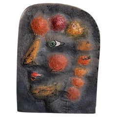 Roger Capron - Ceramic Sculpture Visage Repousse or Empreinte