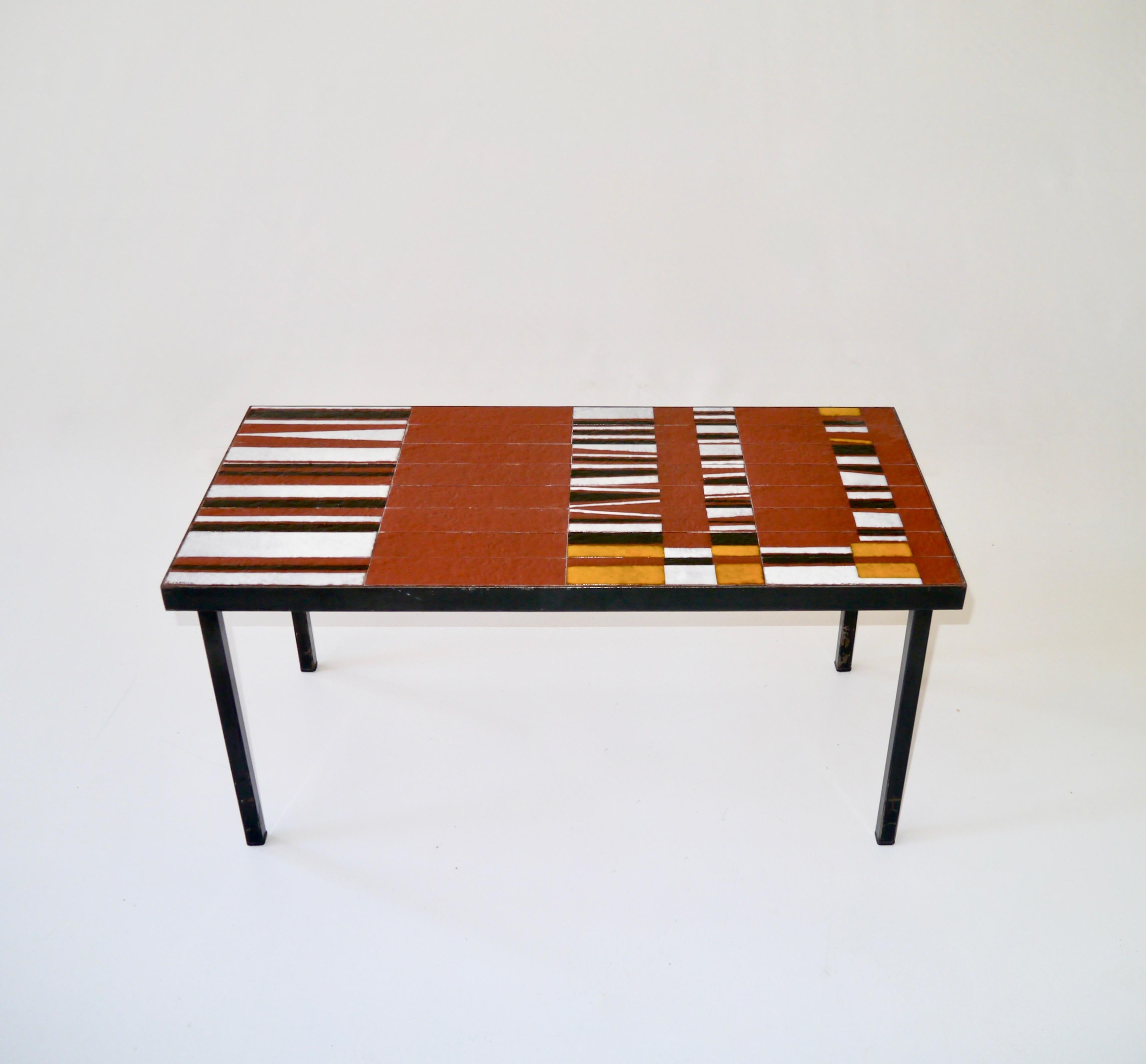 Roger Capron - Ceramic Tiles Top Coffee Table, France, circa 1960 (Keramik) im Angebot