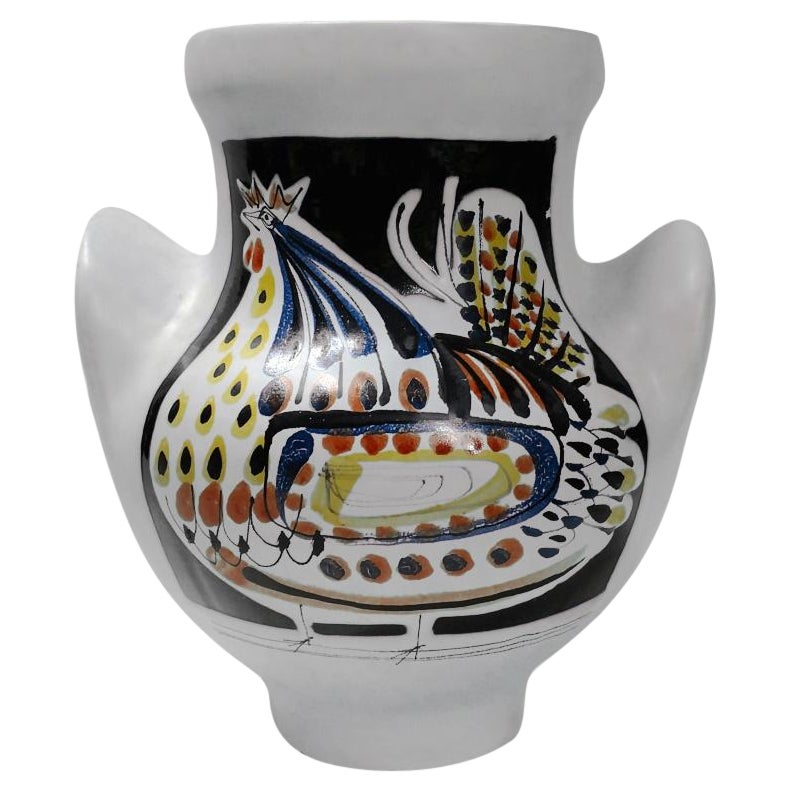 Urne/vase en céramique avec coq Roger Capron