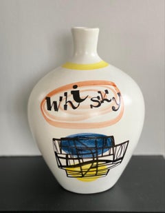 Bottiglia "WHISKY" in ceramica di Roger Capron da Vallauris AM, anni '50