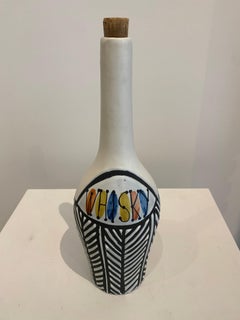 Roger Capron Ceramic "whisky" Bottle from Vallauris, 1950s