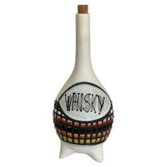 Roger Capron Ceramic "WHISKY" Bottle from Vallauris, 1950s