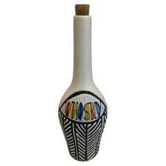 Bouteille de "whisky" en céramique Roger Capron de Vallauris, années 1950