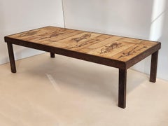 Roger Capron - Coffee Table, Garrigue Ceramic Tiles on Dovetail Metal Frame
