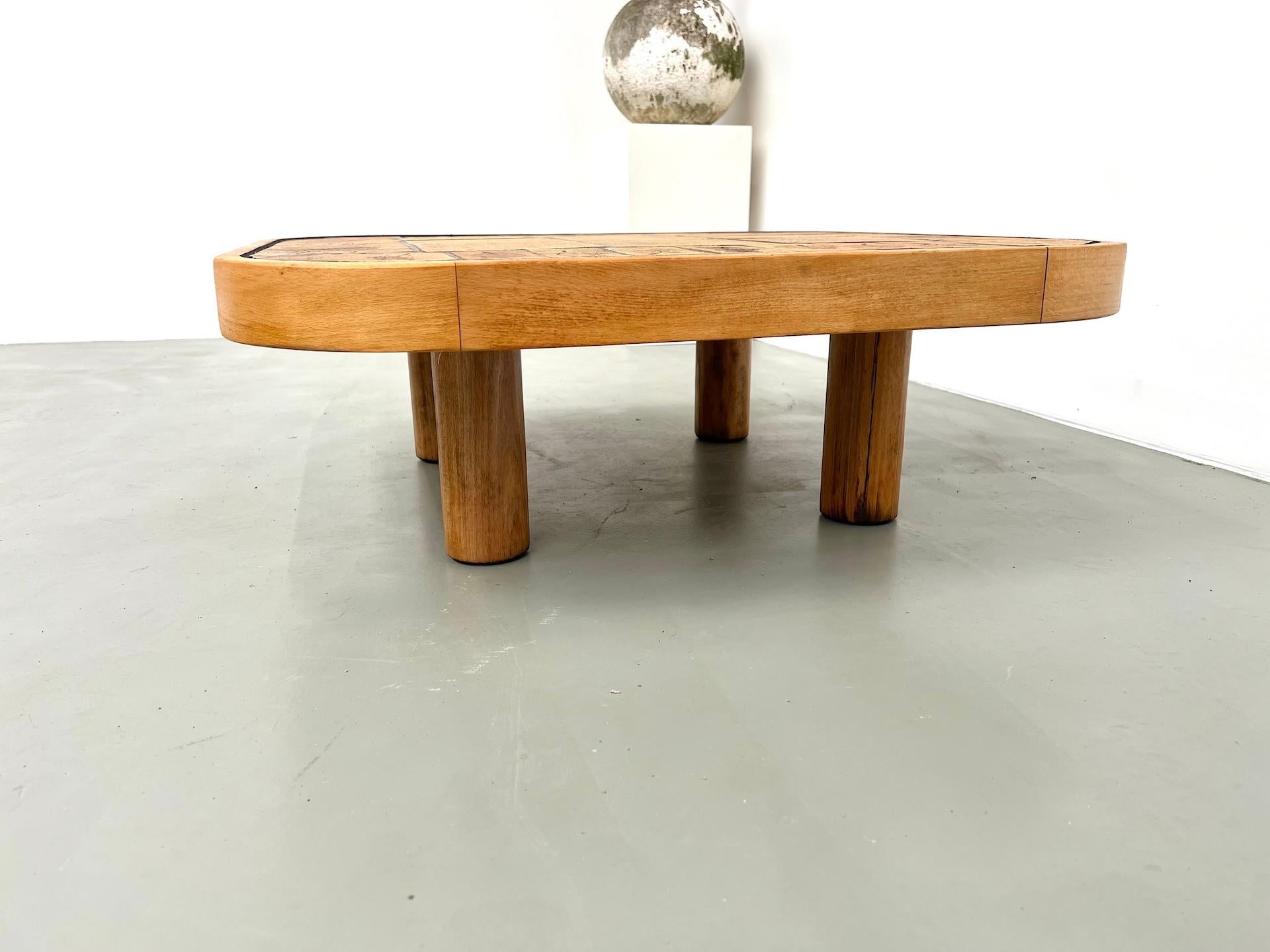 Beech Roger Capron coffee table, Herbiers model in beech