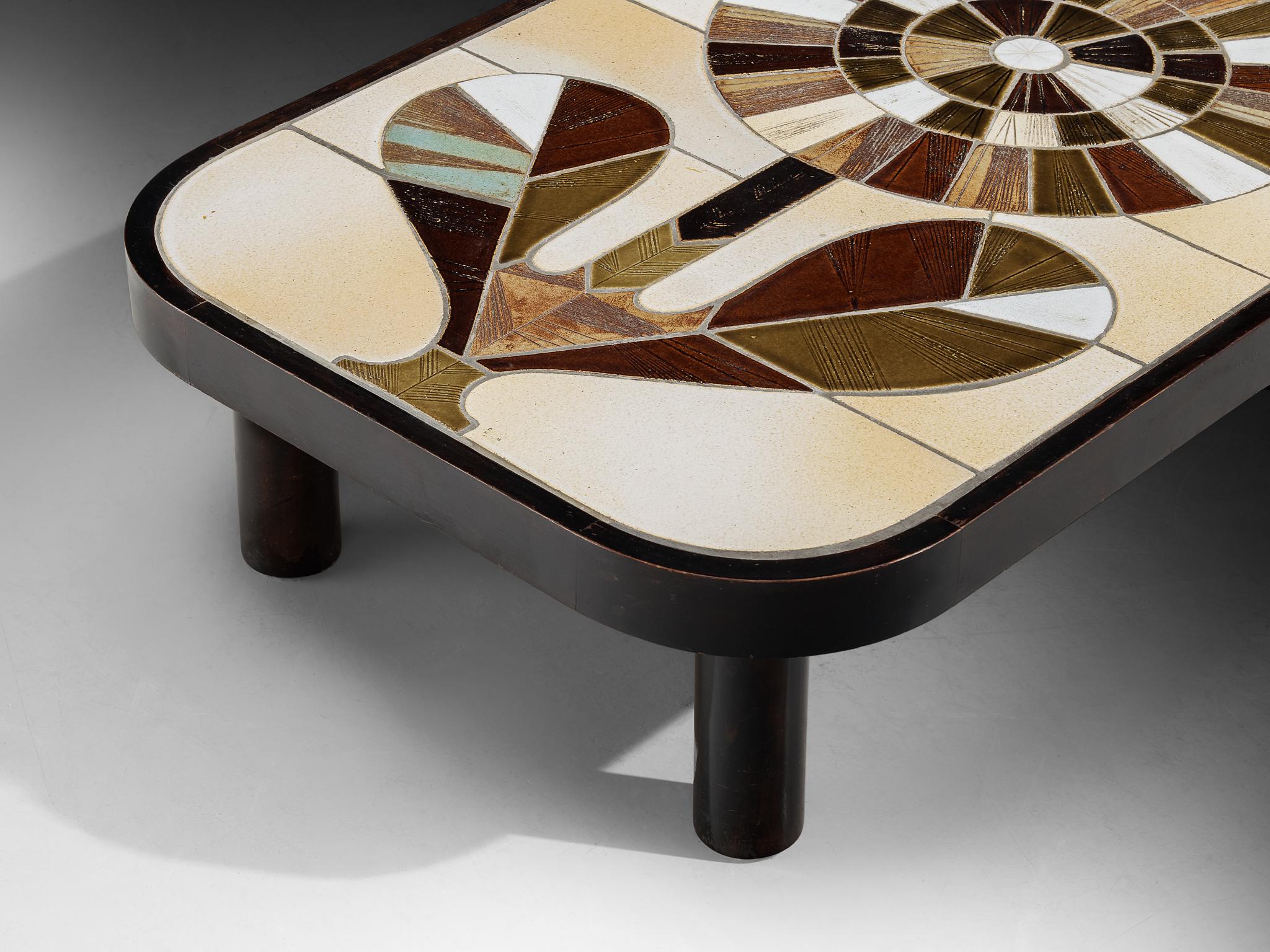 Table basse Roger Capron en céramique à motifs floraux en vente 4