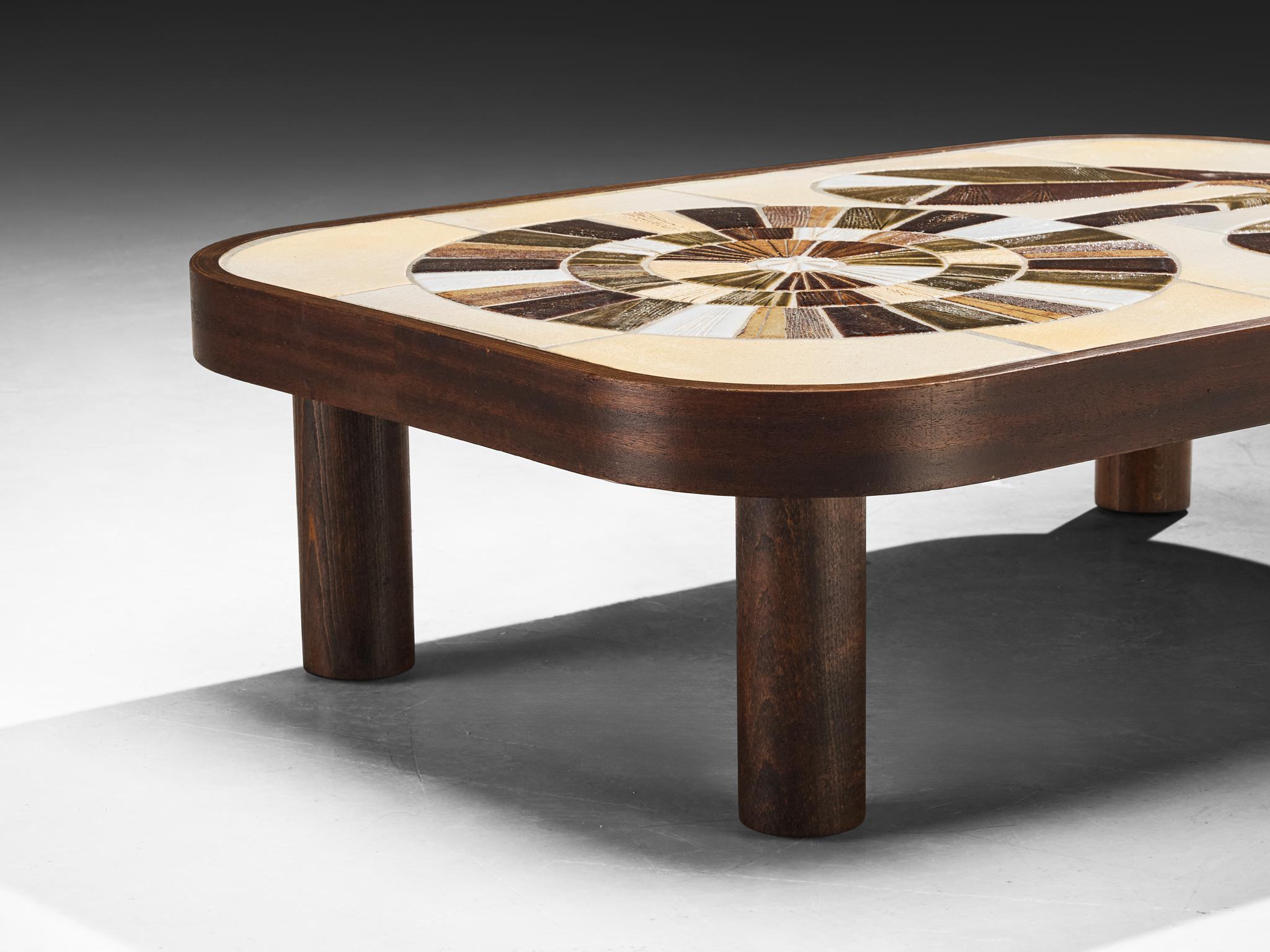 Table basse Roger Capron en céramique à motifs floraux Bon état - En vente à Waalwijk, NL