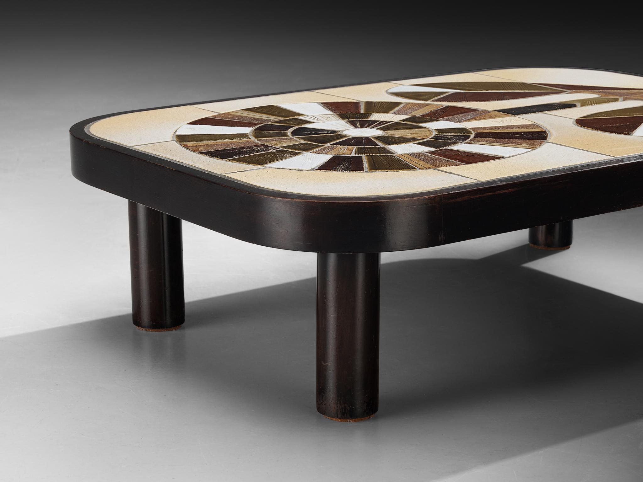 Table basse Roger Capron en céramique à motifs floraux Bon état - En vente à Waalwijk, NL