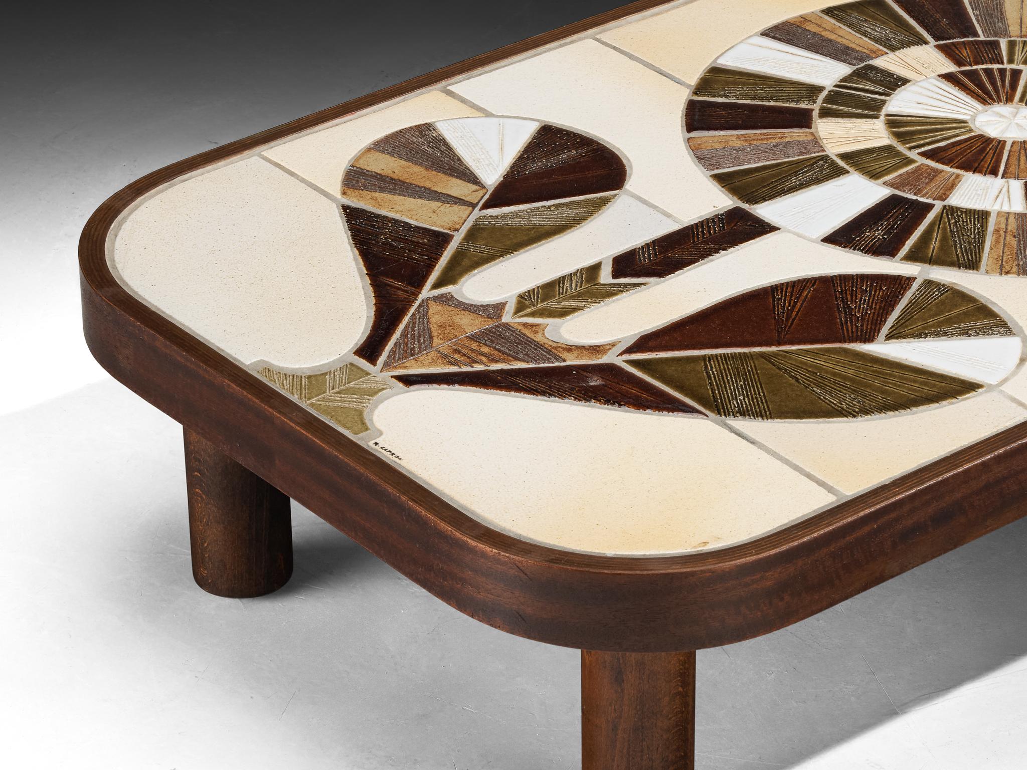 Céramique Table basse Roger Capron en céramique à motifs floraux en vente