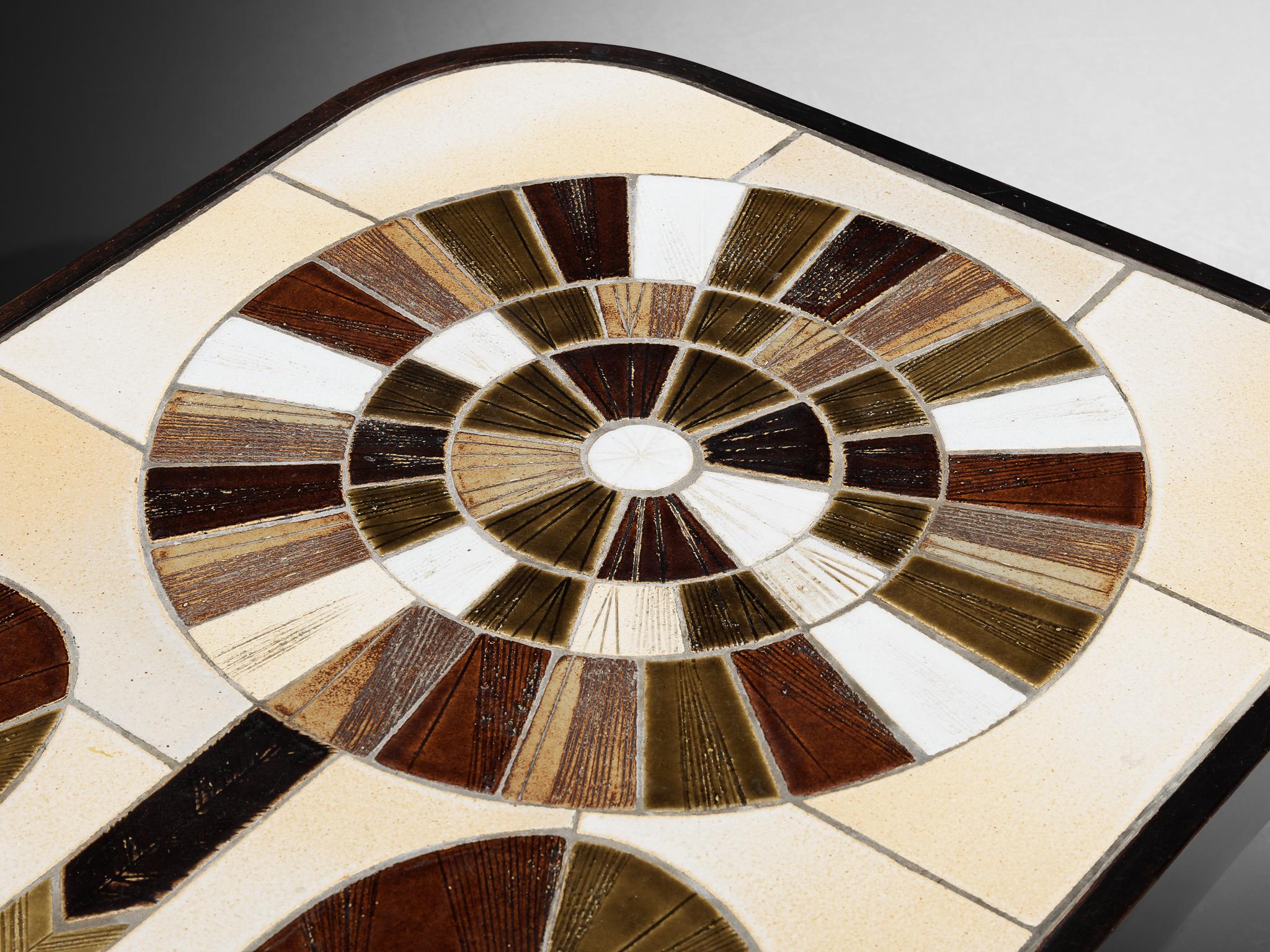 Céramique Table basse Roger Capron en céramique à motifs floraux en vente