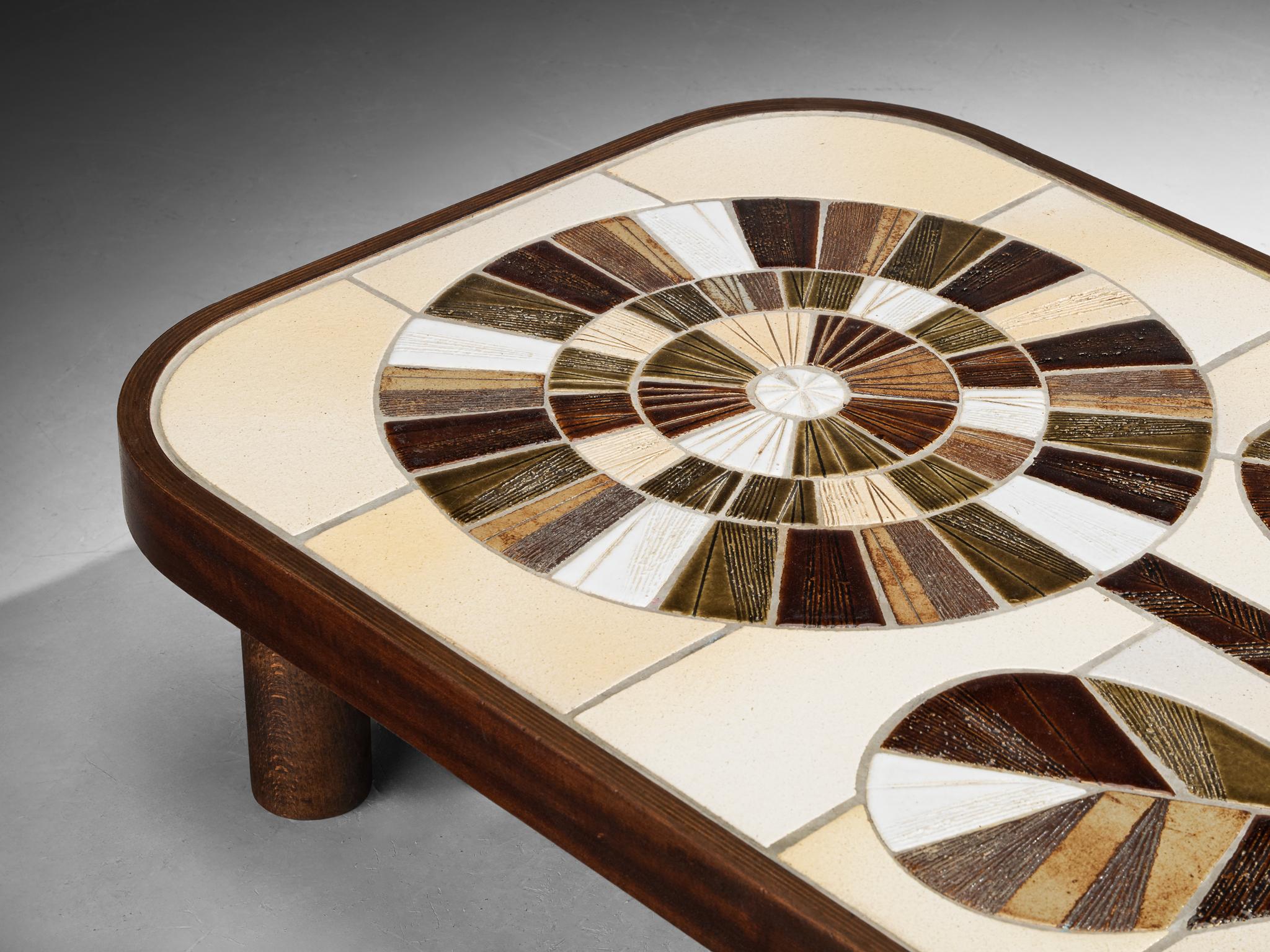 Table basse Roger Capron en céramique à motifs floraux en vente 2