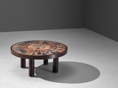 Tavolino Roger Capron in ceramica con ceramica color terracotta