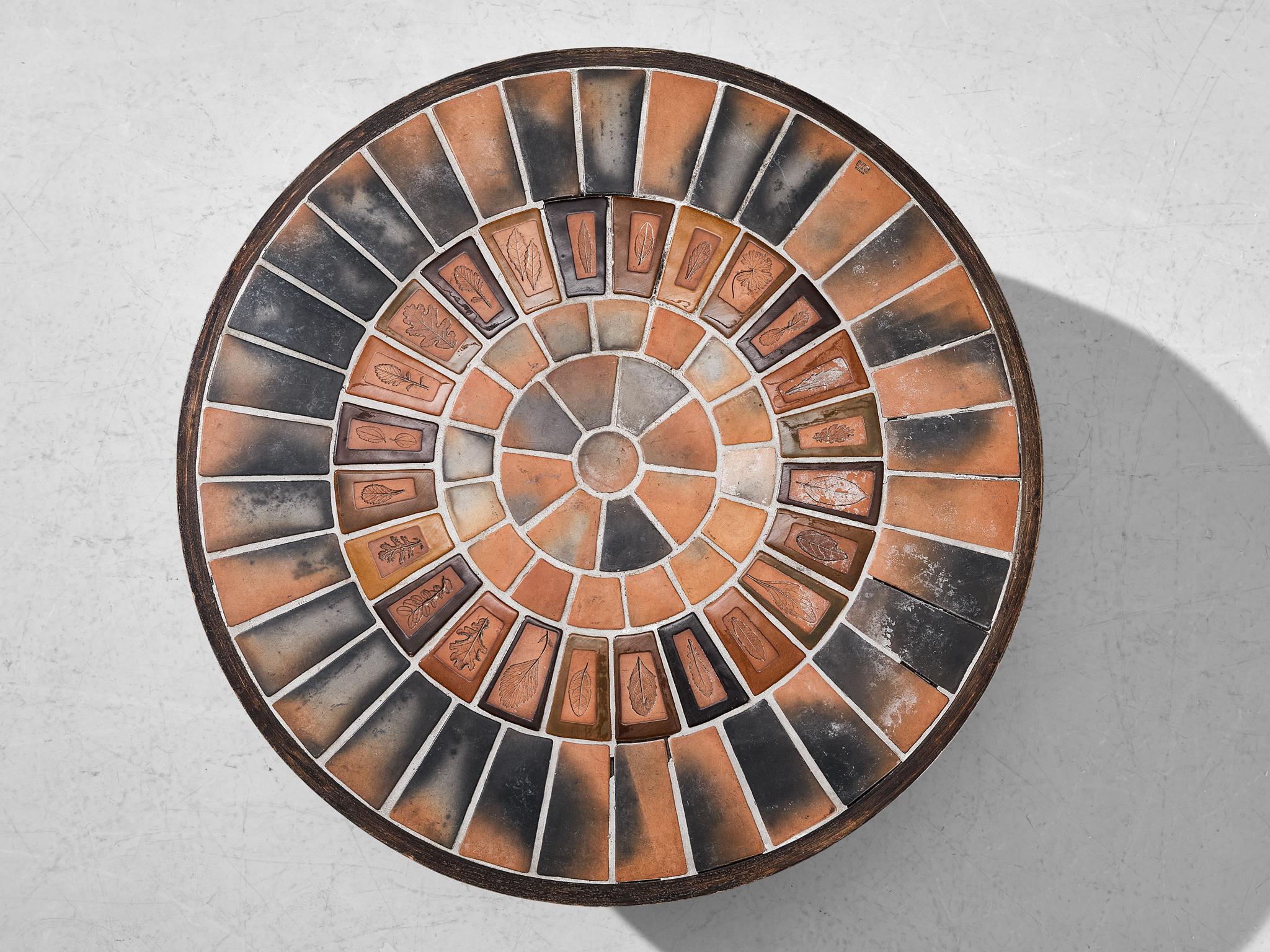 Roger Capron Coffee Table in Ceramic with Terracotta Colored Ceramics In Good Condition In Waalwijk, NL