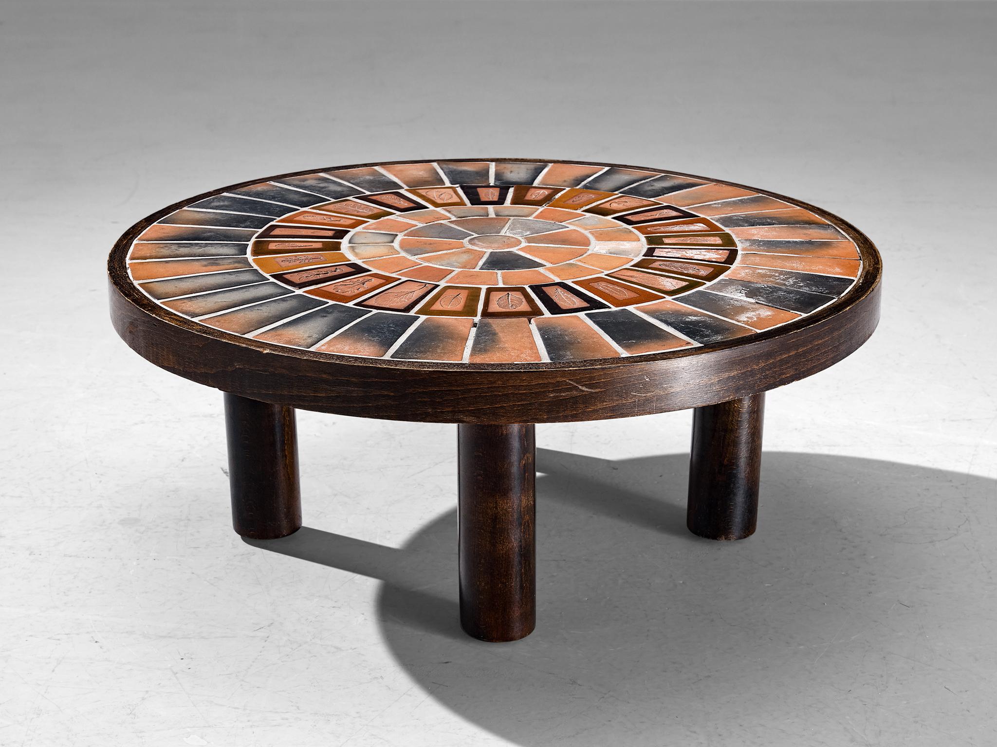 Late 20th Century Roger Capron Coffee Table in Ceramic with Terracotta Colored Ceramics