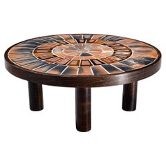 Roger Capron Coffee Table in Ceramic with Terracotta Colored Ceramics