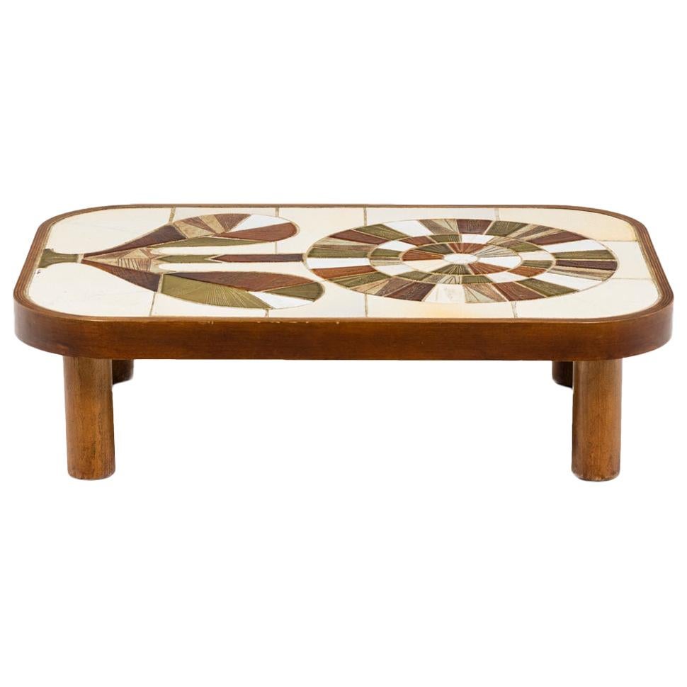 Roger Capron, Coffee Table in Wood and Ceramics, 1960’s
