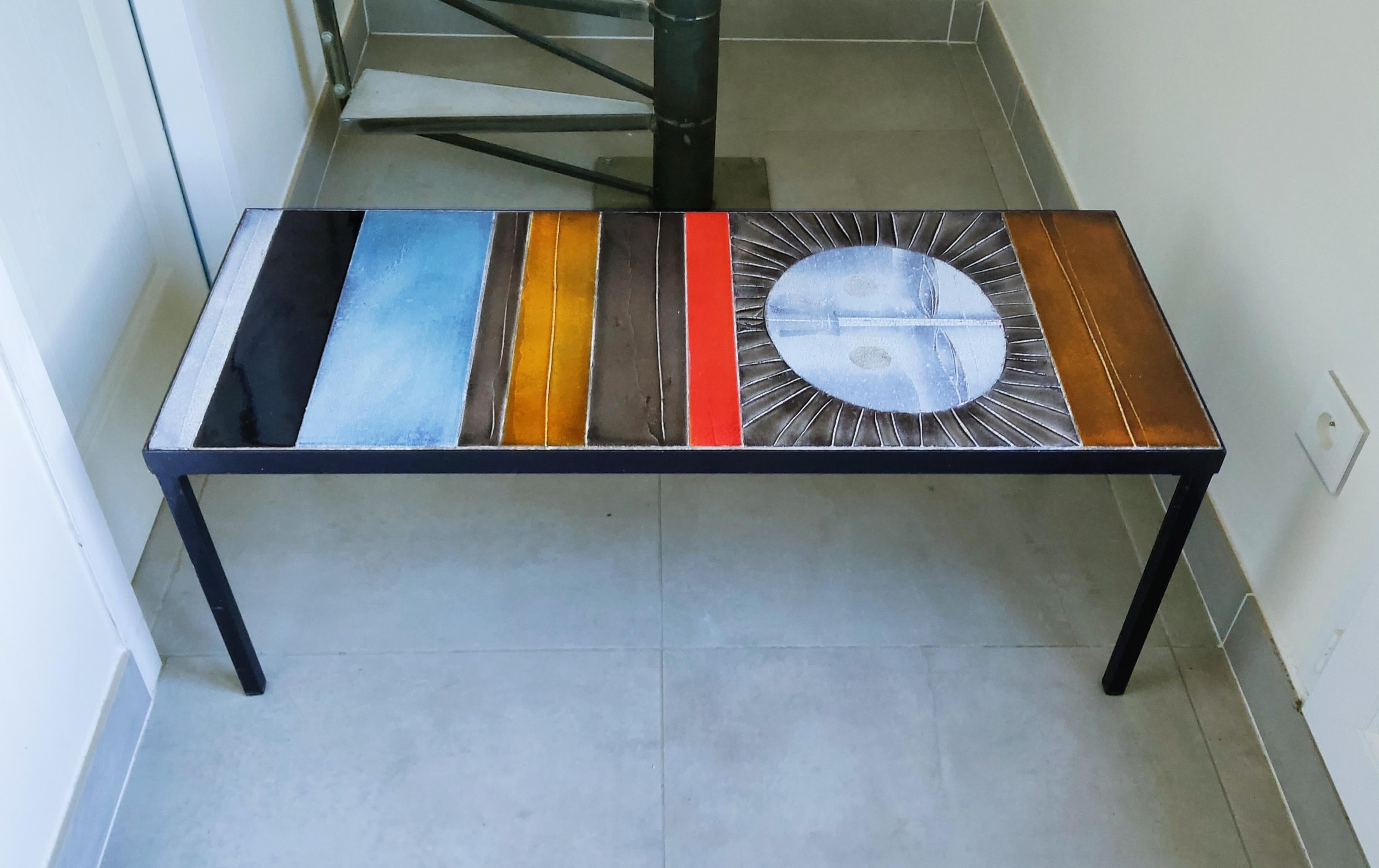 Roger Capron, Couchtisch, „SUN“, um 1975 im Angebot 3