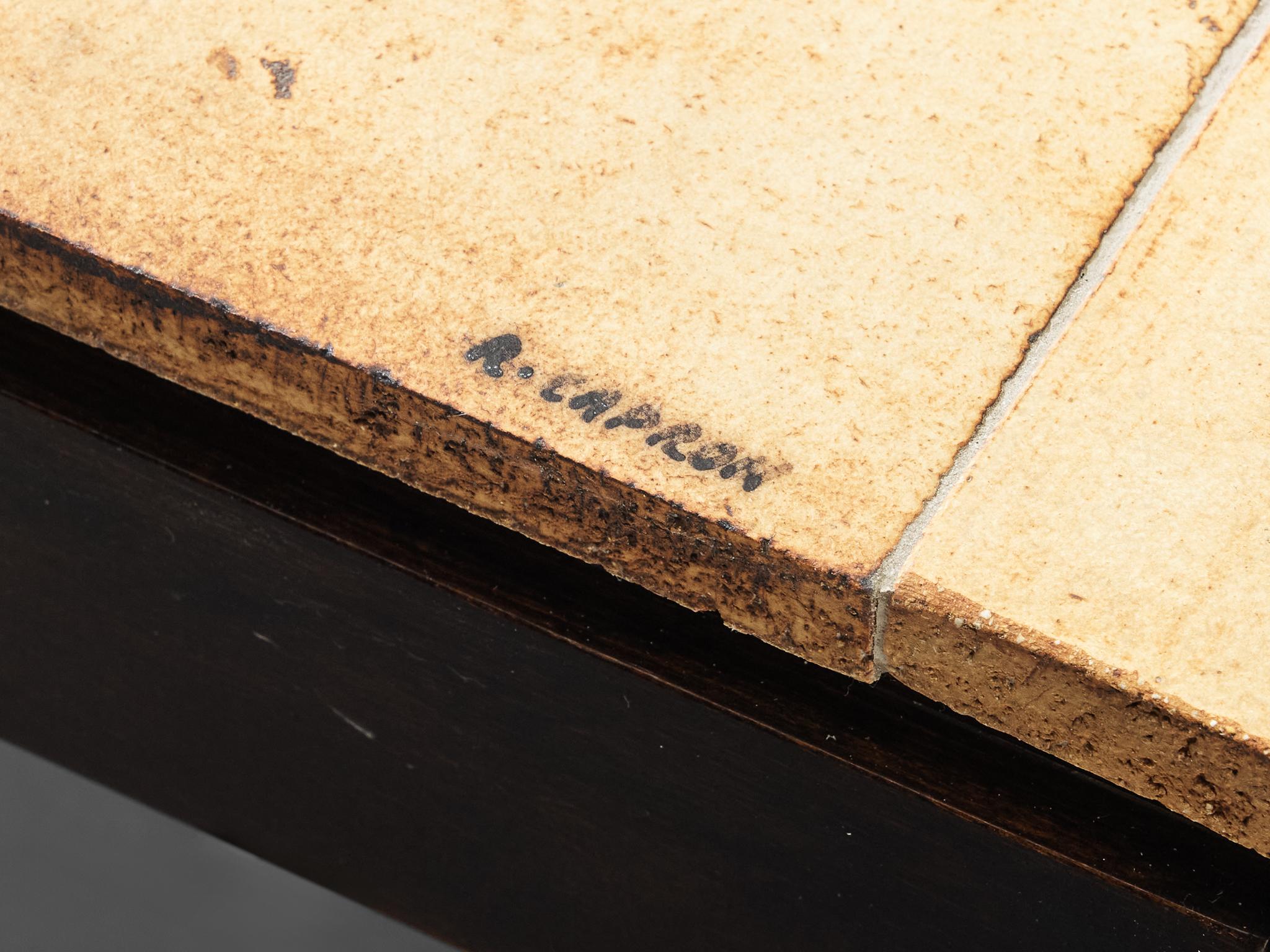 Roger Capron Table basse avec empreintes de Fauna en céramique et Wood en vente 3