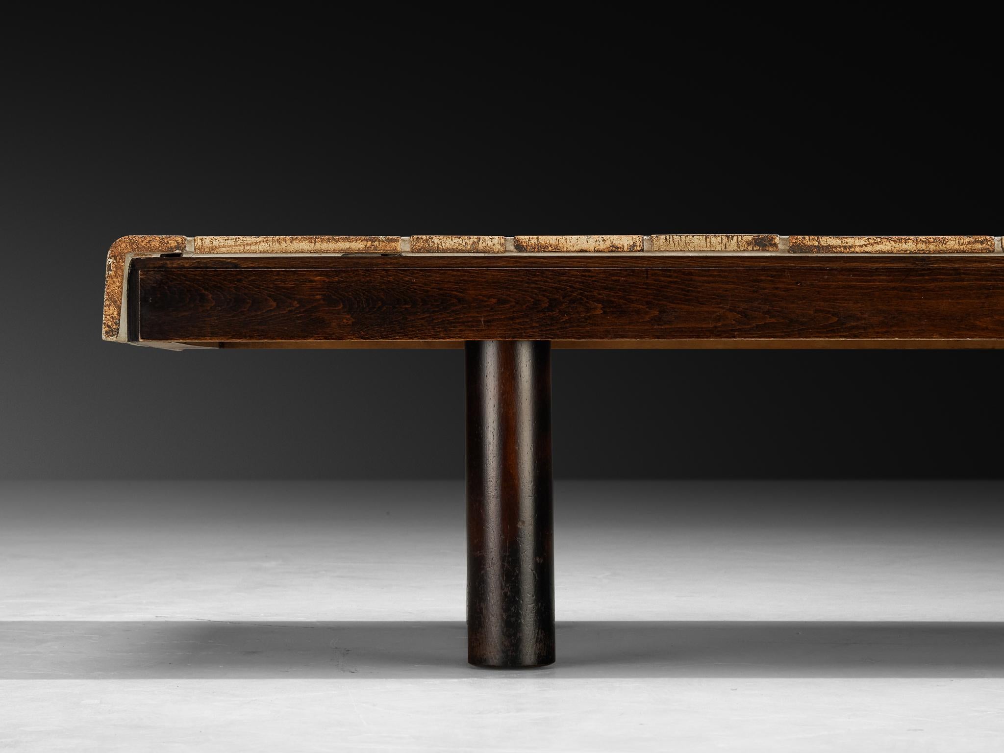 Mesa de centro Roger Capron con impresiones de fauna en cerámica y madera Posmoderno en venta