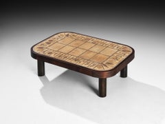 Roger Capron Coffee Table with Floral Imprinted Ceramic Tiles