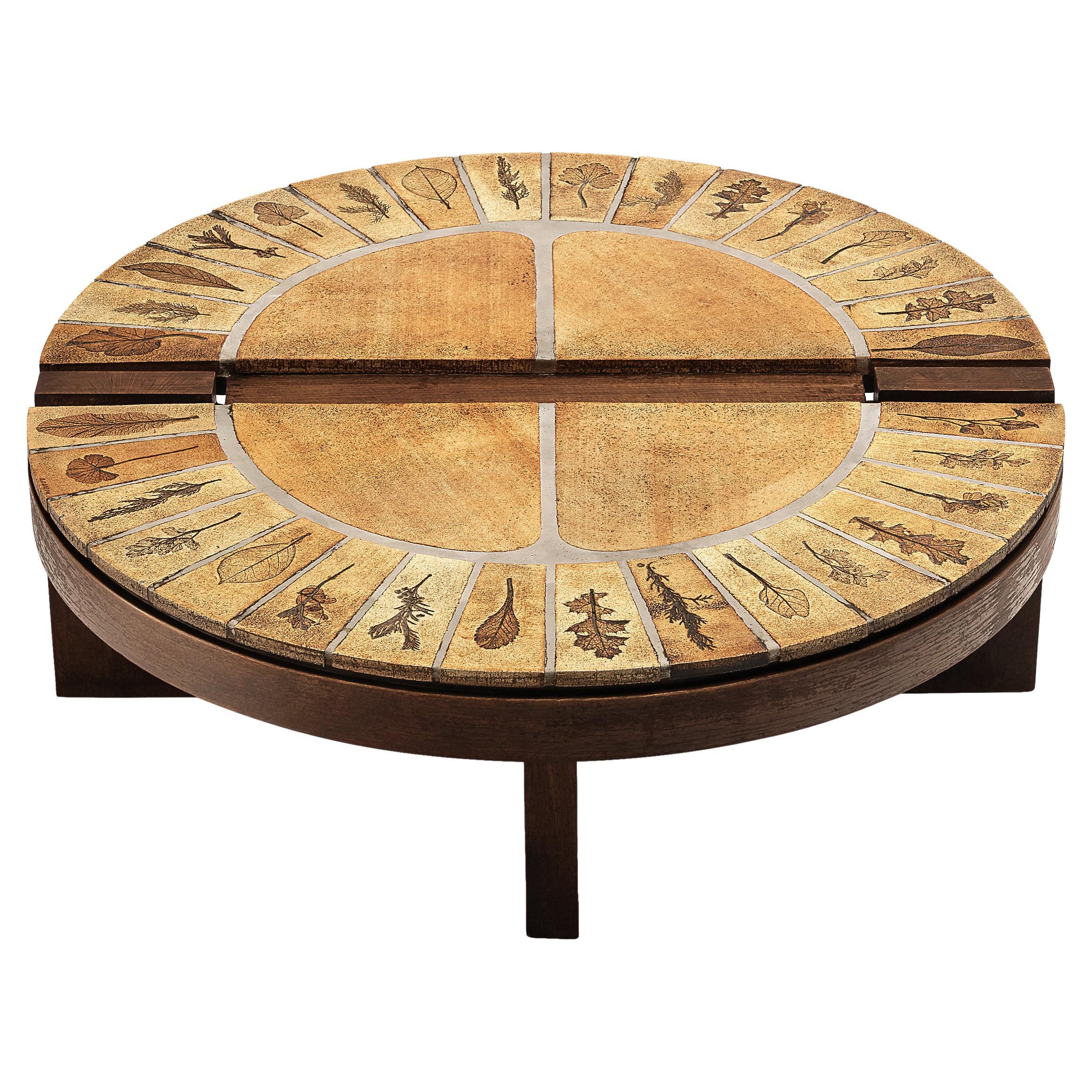 ThreePiece Round Coffee Table with Ceramic Tile Top at 1stDibs