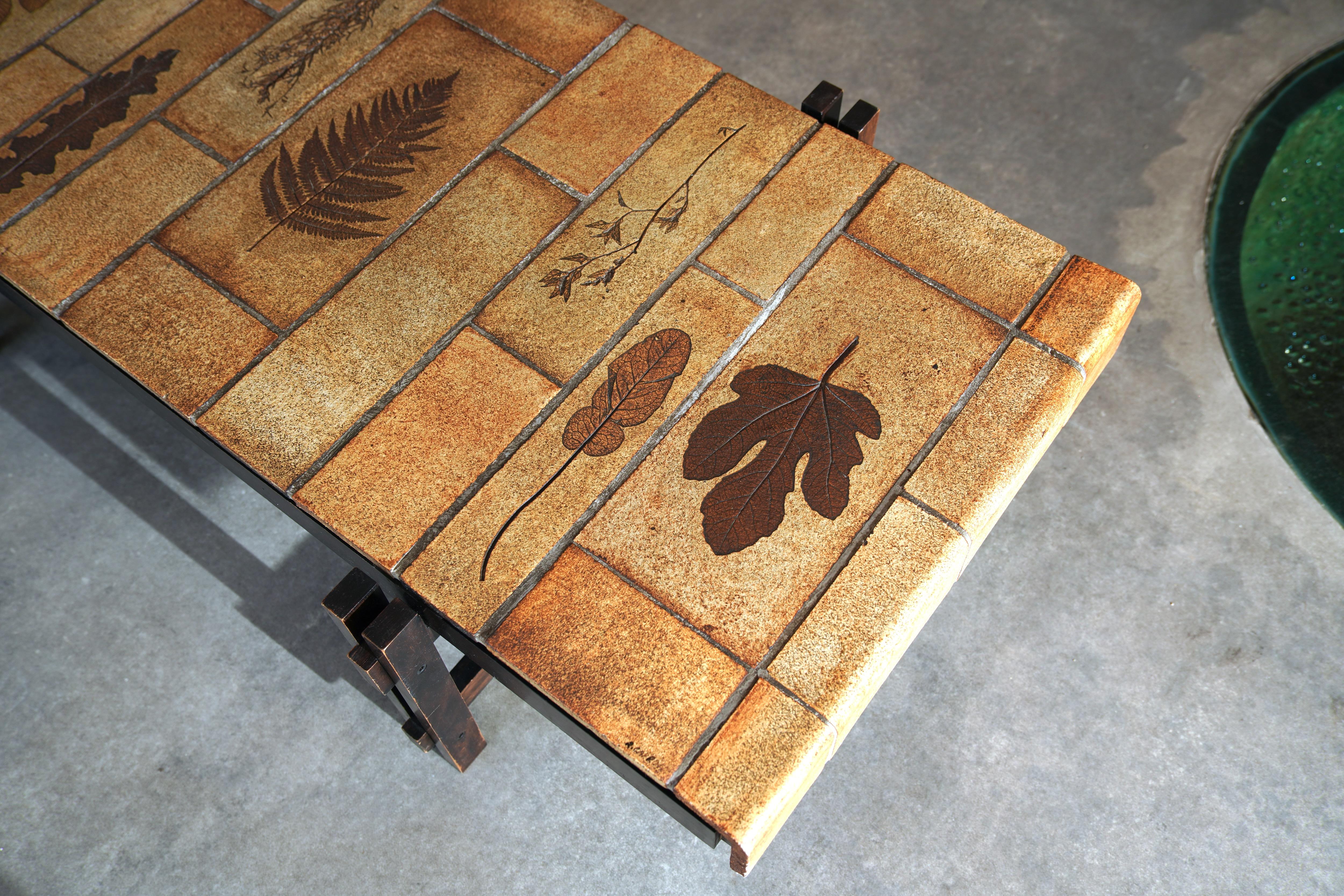Glazed Roger Capron Coffee Table with Garrigue Tiles, France 1970s For Sale