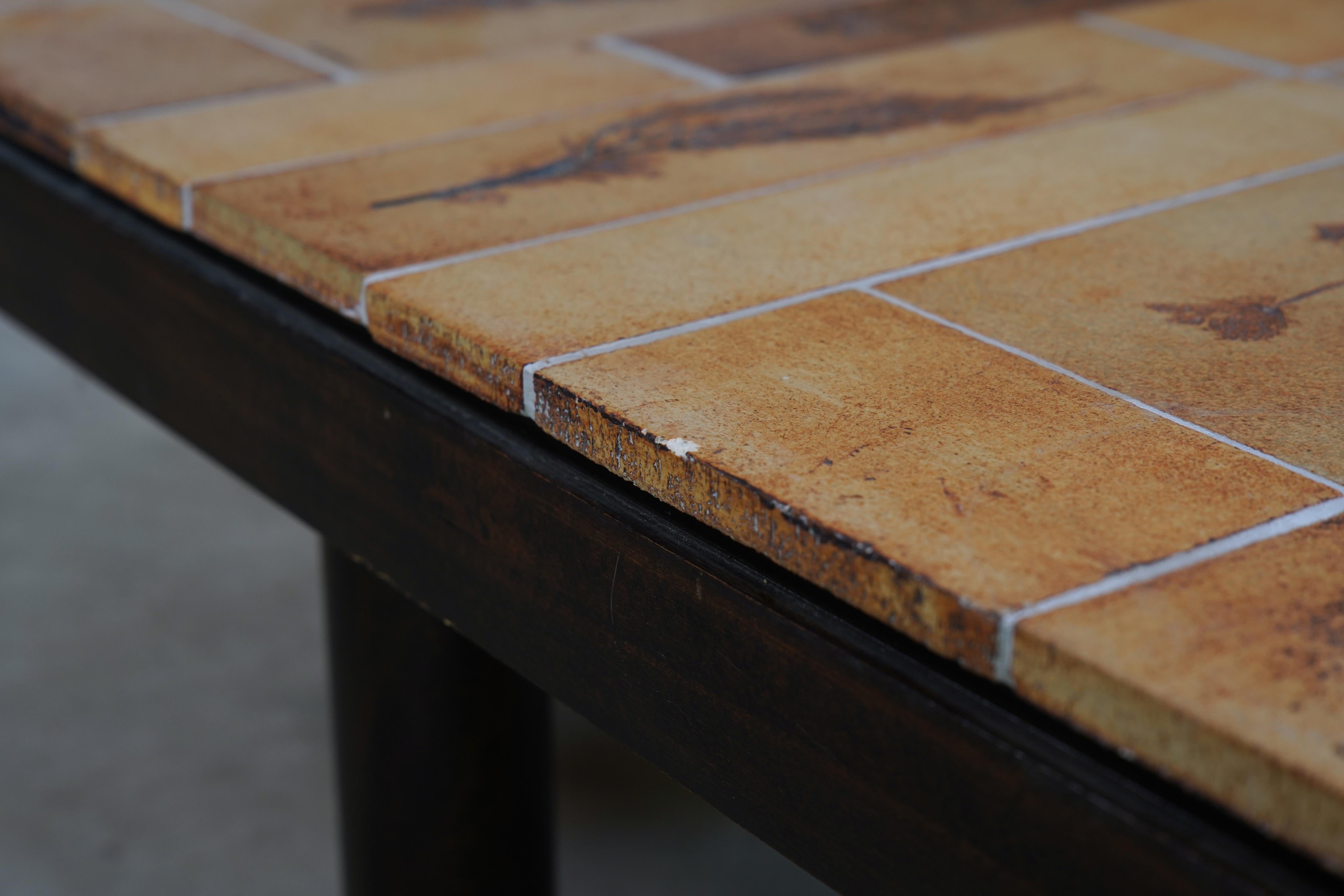 Late 20th Century Roger Capron Coffee Table with Garrigue Tiles, France 1970s For Sale