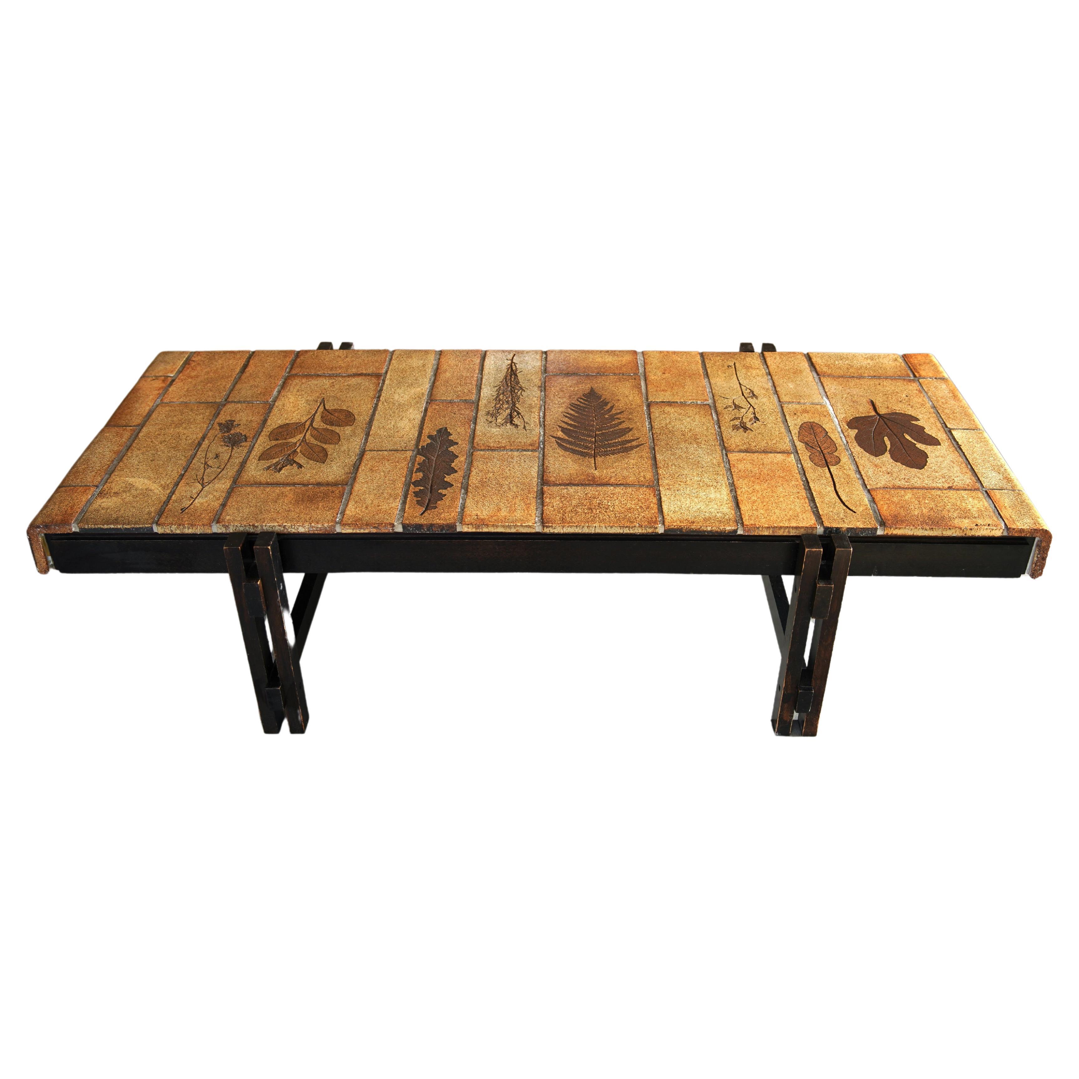 Roger Capron Coffee Table with Garrigue Tiles, France 1970s For Sale