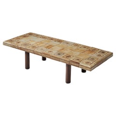 Roger Capron Coffee Table with Illustrative Ceramic Tiles