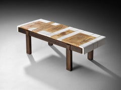 Roger Capron Table basse avec empreintes illustratives en céramique et Wood