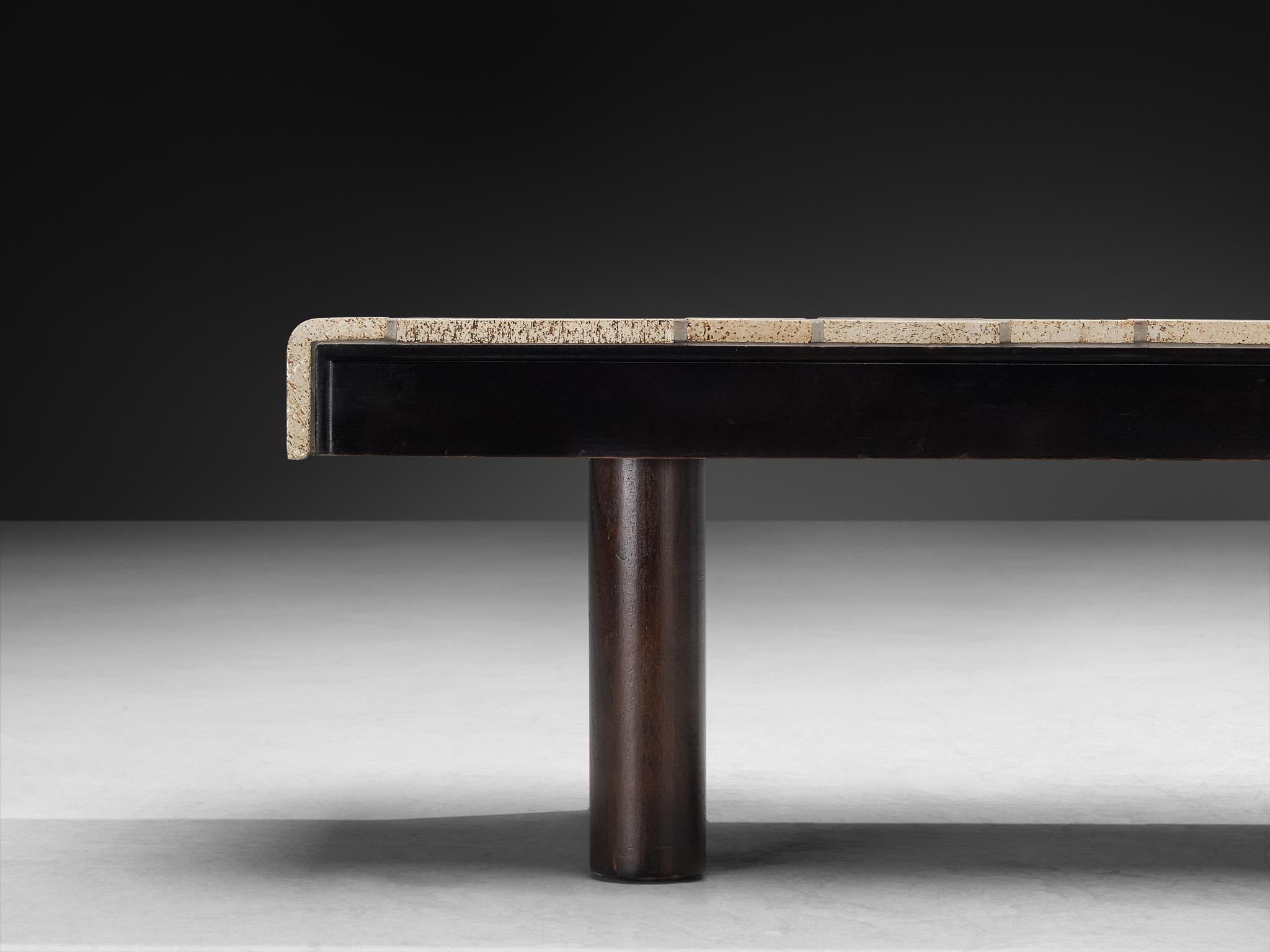 Roger Capron Table basse avec empreintes illustratives en céramique et Wood Bon état - En vente à Waalwijk, NL