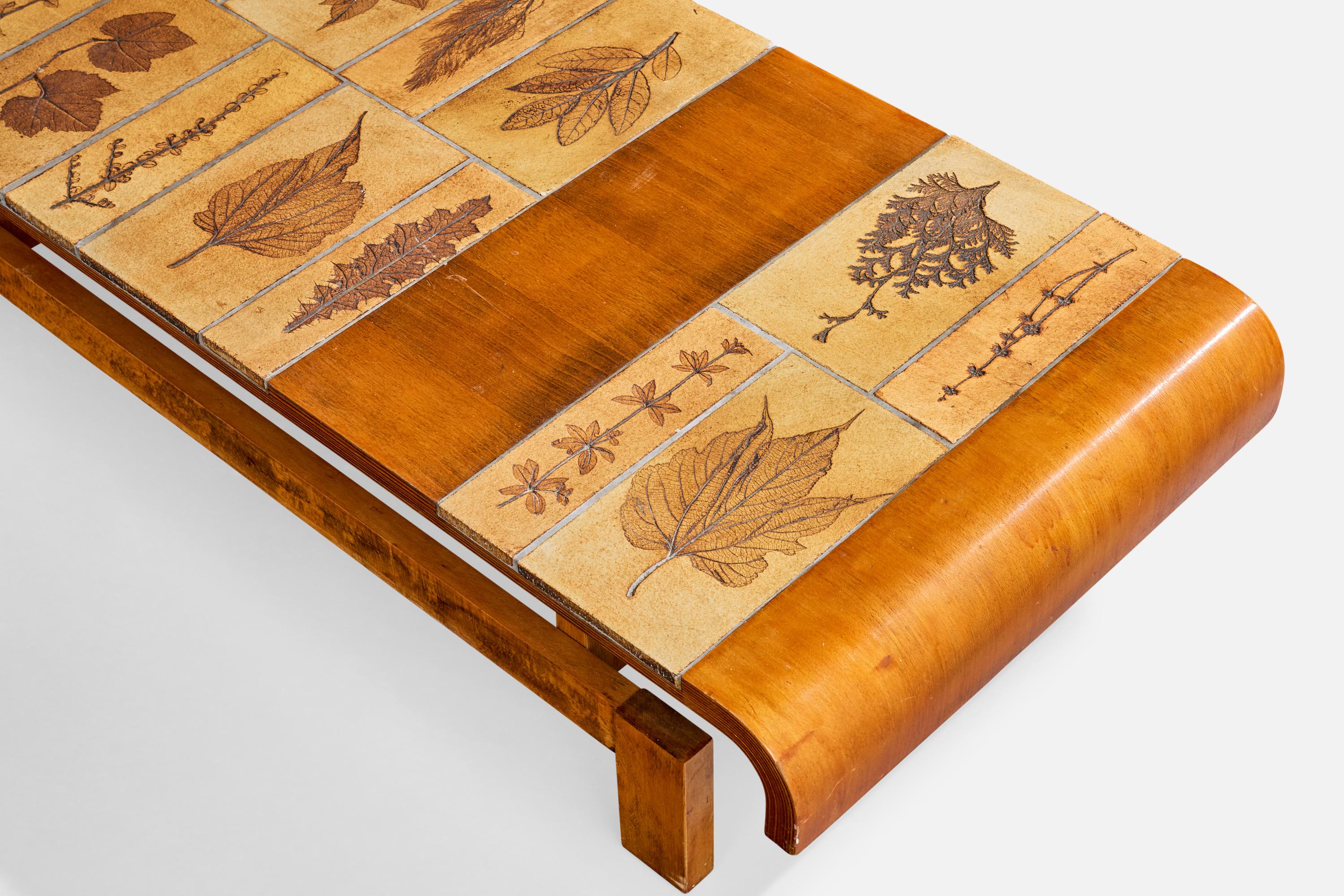 Céramique Roger Capron, table basse, Wood, céramique, France, années 1960 en vente