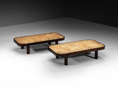 Roger Capron Coffee Tables with Floral Imprinted Ceramic Tiles