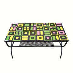 Roger Capron Coffetable Midcentury Green yellow ceramic Coffe- table