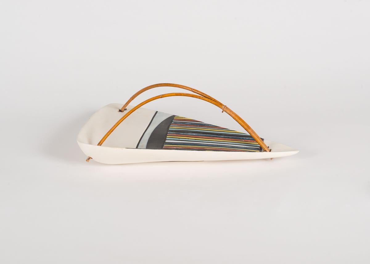 20th Century Roger Capron, Delta, Stylized Handled Ceramic Platter, France, 1960 For Sale