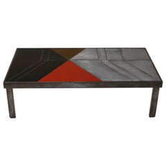 Roger Capron, Exceptional Lava Glazed Low Table, France, circa 1970