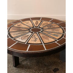 Roger Capron “Fauna Imprints” Oval Ceramic Coffee Table, France, 1960s